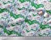Soimoi Green Japan Crepe Satin Fabric Leaves & Blooming Camellias Floral Print Sewing Fabric Metre 42 Inch