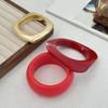 Salircon 3 Style Punk Red Acrylic Resin Chunky Bangles Women On Hand 2026 New Geometric Wide Metal Bracelets Aesthetic Jewelry