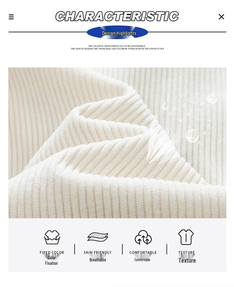 Japanese Trendy Corduroy Hooded Jacket with Fleece Lining: Autumn/Winter Hong Kong Style for Men