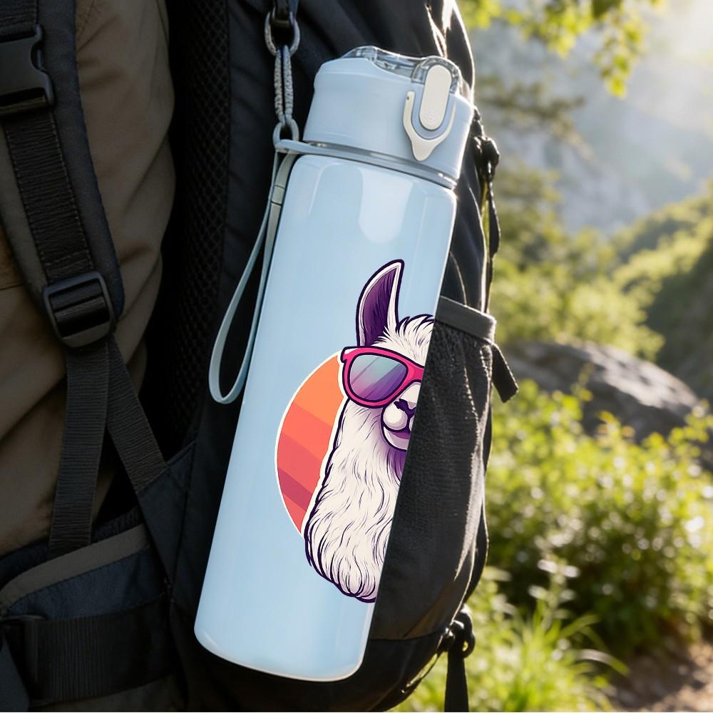 1PC Sunglasses Purple Llama 750ml Color Plastic Sports Water Bottle Leakproof Flip Straw Lid Suitable for Sports Office Home Use