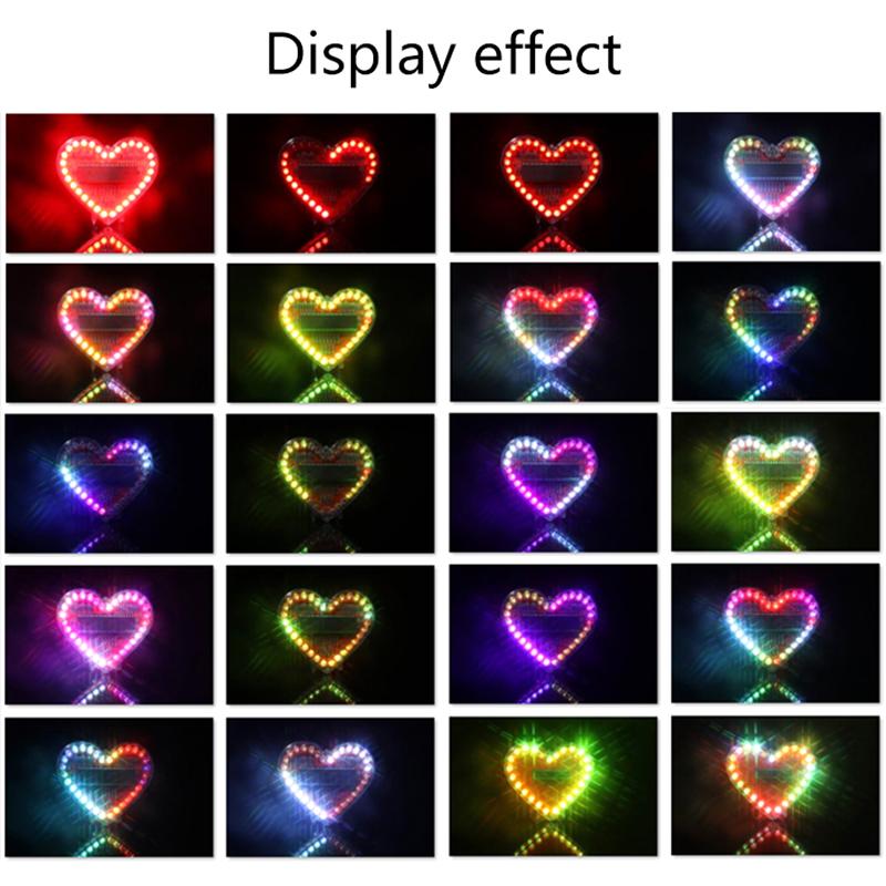 LED Světelný tok ve tvaru srdce DIY Elektronická sada s 32 barevnými LED světly DIY Sada pro pájecí praxi Napájená bateriemi
