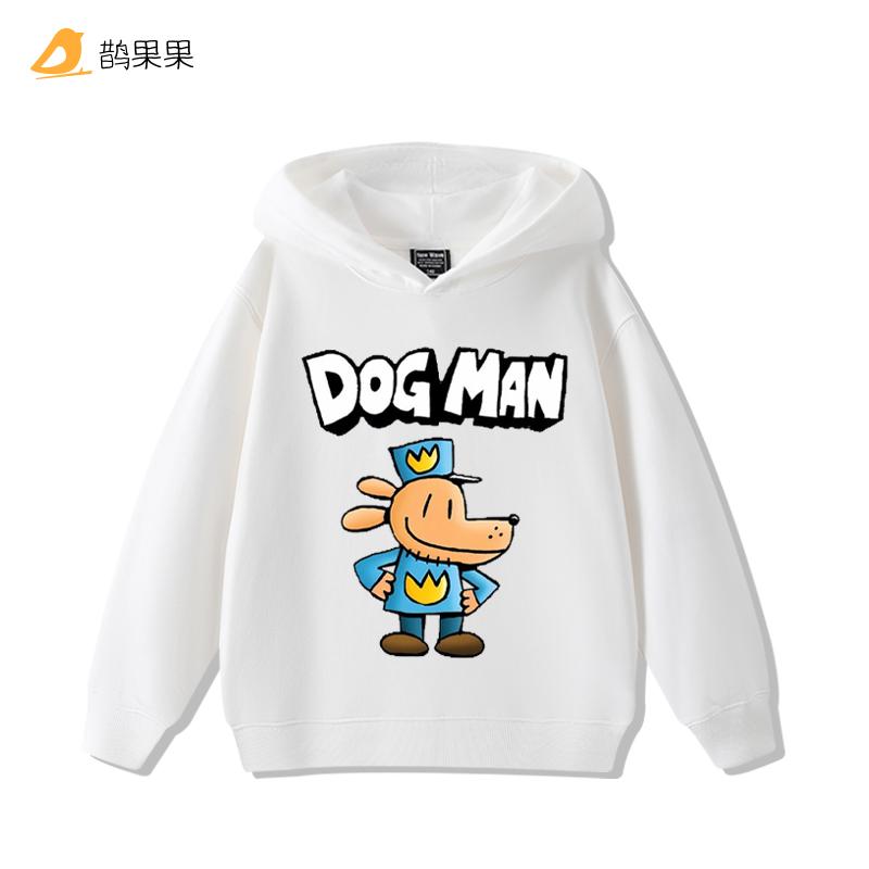 Detektiv Hundkläder Animationstryck Pojkar och Flickor DOGMAN Tröja Casual Barn Höst och Vinter Huvtröjor Tillbehör