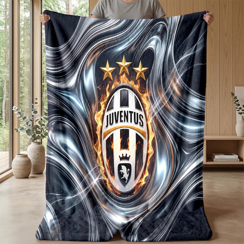 Coperta a tema Juventus FC Morbida coperta in flanella Coperta morbida tipo plaid Coperta accogliente per divano e letto per arredamento domestico