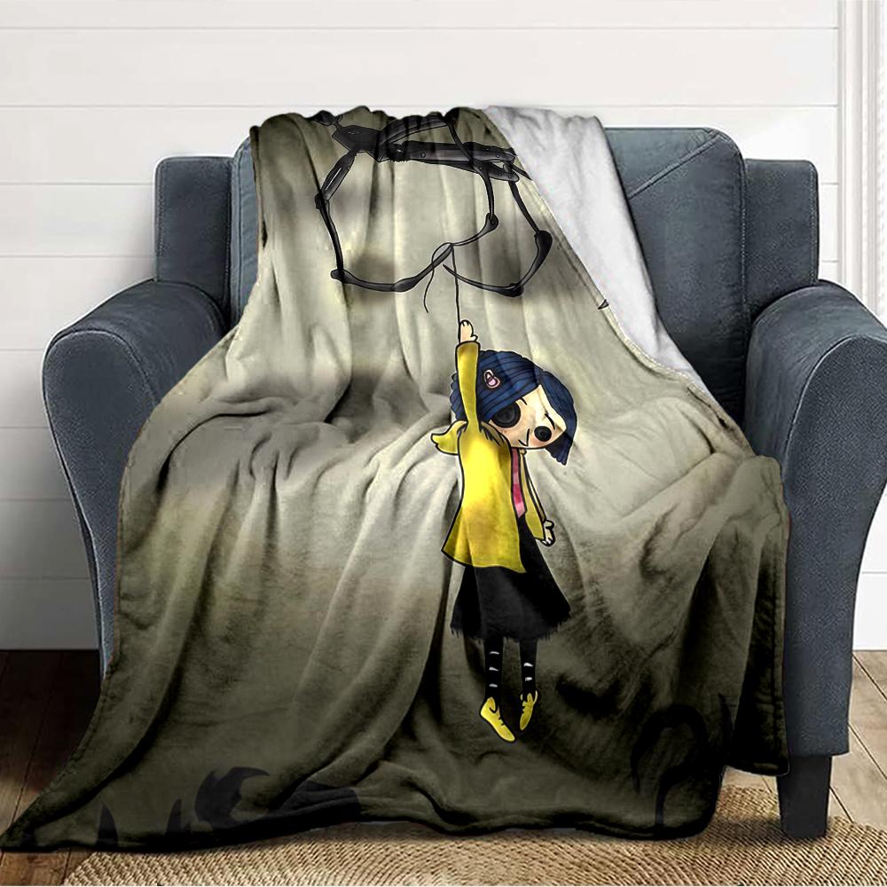 1 peça Coraline (3) Manta, Presente, para Homens e Mulheres, Manta Macia, Boa para Sofá-Cama Sofá Viagem, Manta Leve de Flanela