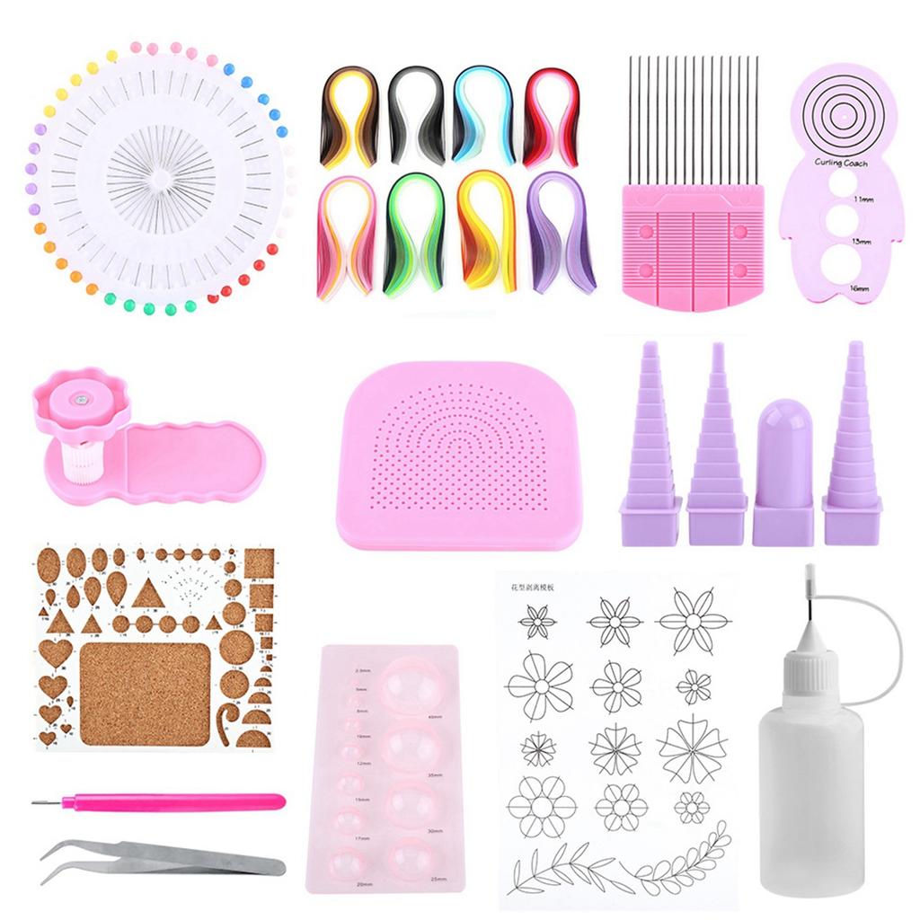 1 Set   Quilling Paper Craft Rolling Kit Slotted Tools Strips Tweezer For Decoration