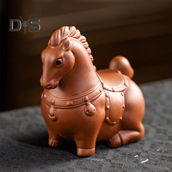 Horse Tea Pet Purple Clay Chinese Style Ornaments Vivid Image Pony Zen Decoration Desktop Tea Gadget