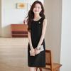 2024 Autumn French Minimalist Sleeveless Vest Dress - Professional OL Style, Round Neck, Versatile Solid Color Dress