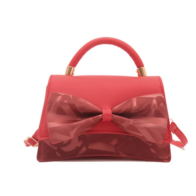 One shoulder crossbody portable texture bow women's temperament spring new simple fashion small square bag