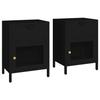 Tables de chevet - MAISON EXCLUSIVE - Ensemble 2 pcs - Noir - Acier &amp; verre trempé - 40x30x54,5 cm