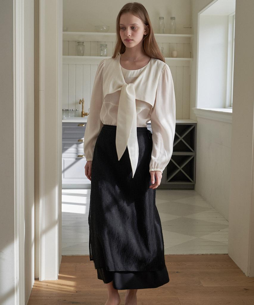 Peullobeu Shine Lap Skirt_Bk