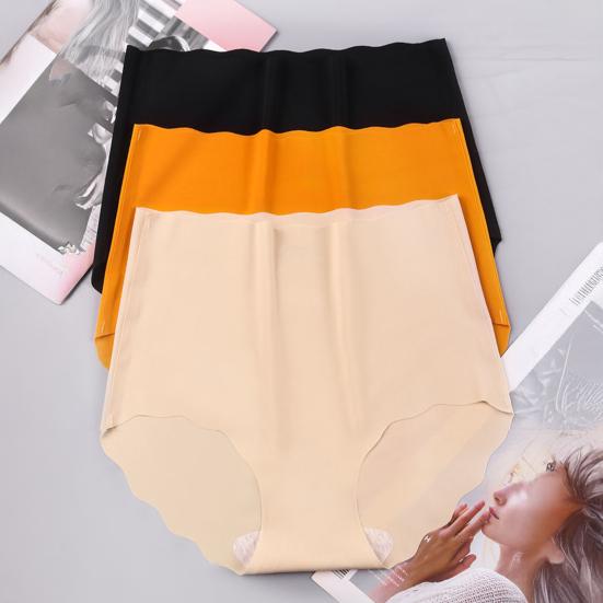 5 Pcs Women's Seamless Underwear High-Waisted No Show Stretchy Ice Silk Briefs Hipster Wavy Side Invisible Panties