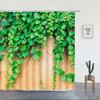 Green Ivy And Old Stone Of Wall Shower Curtain Nature Bathroom Extra Long Waterproof Washable Polyester Fabric For Bathtub Decor