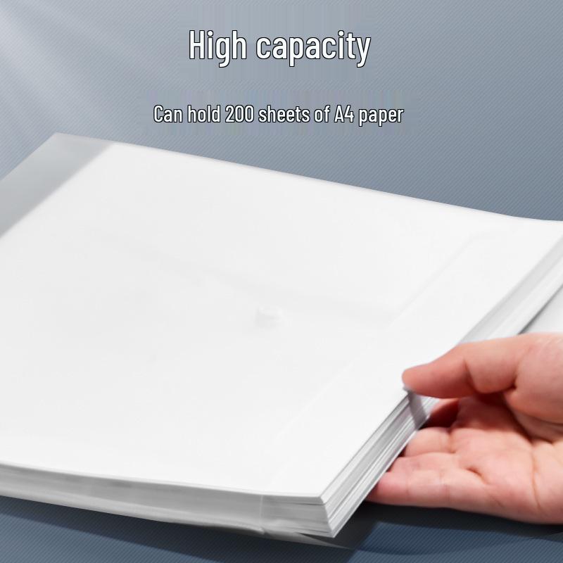 A4 Transparent Thick File Bag with Snap Button for Student Papers and Albums