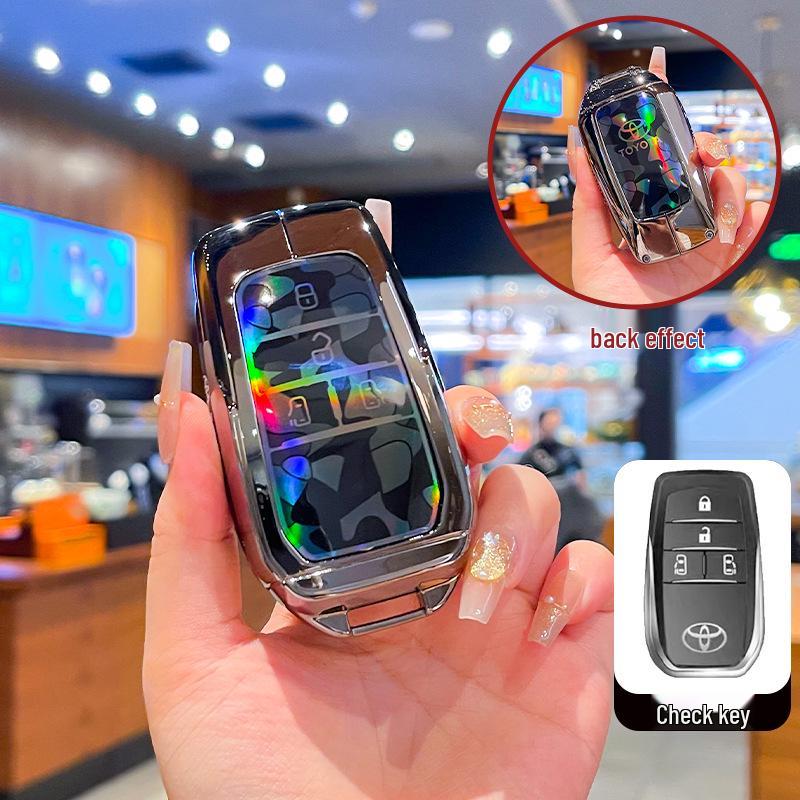 Compatible Metal Key Case for 14th Gen Toyota Crown Land Cruiser/Vellfire - Full Coverage Protection