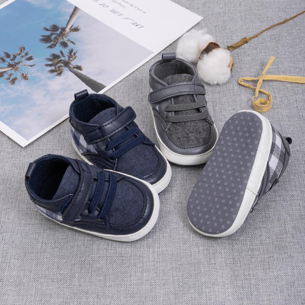 Jesień i Zima Nowe Buty Dziecięce w Kratę Wygodna Miękka Podeszwa Zapinane na Rzep Buty Dziecięce Buty dla Niemowląt Wysokie Trampki Casualowe