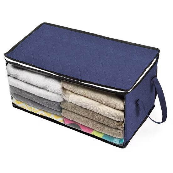3 Pcs Foldable Quilt Storage Bag Dustproof Moisture-proof with Transparent Window Zipper Closure Large Capacity Wardrobe Blanket Towel Pillow