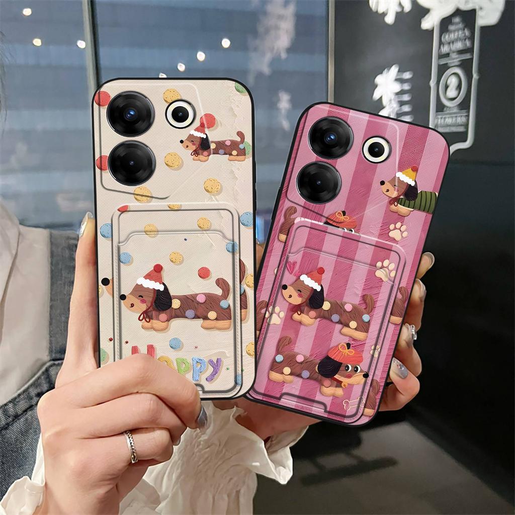 TPU Card Slot Phone Case For Tecno Camon20 Pro 5G/CK8n Fashion Design Cute Graffiti Cover Shockproof Silicone Cartoon