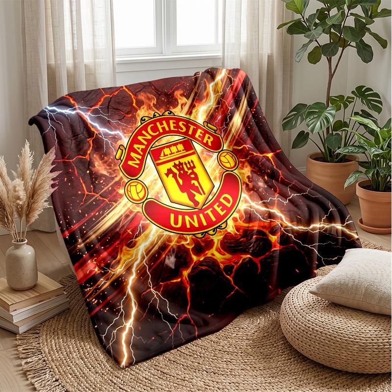 Manchester United Theme Blanket Soft Flannel Blanket Plush Throw Blanket Cozy Sofa Bed Blanket for Home Decor