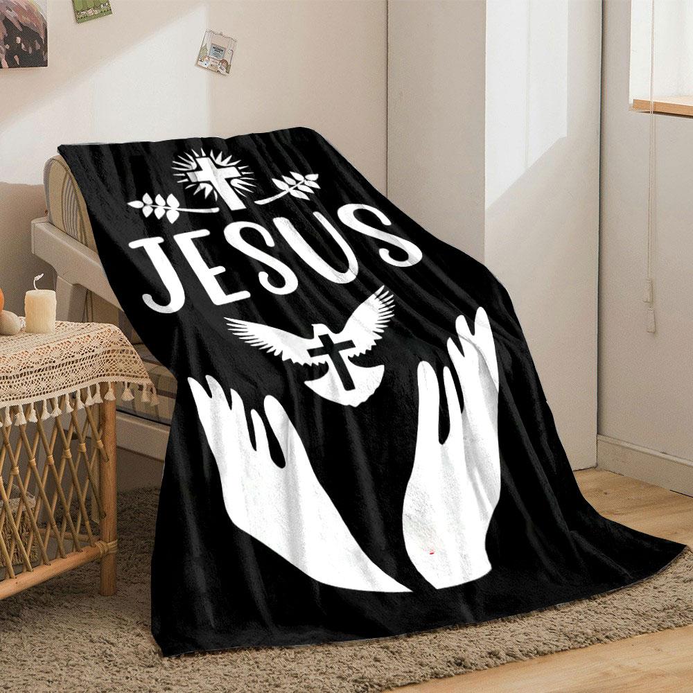 Jesus Cross Dove Blanket Printed Blanket for Living Room Bed Couch Lunch Break Soft Cozy Blanket for Friend's Festival Gift