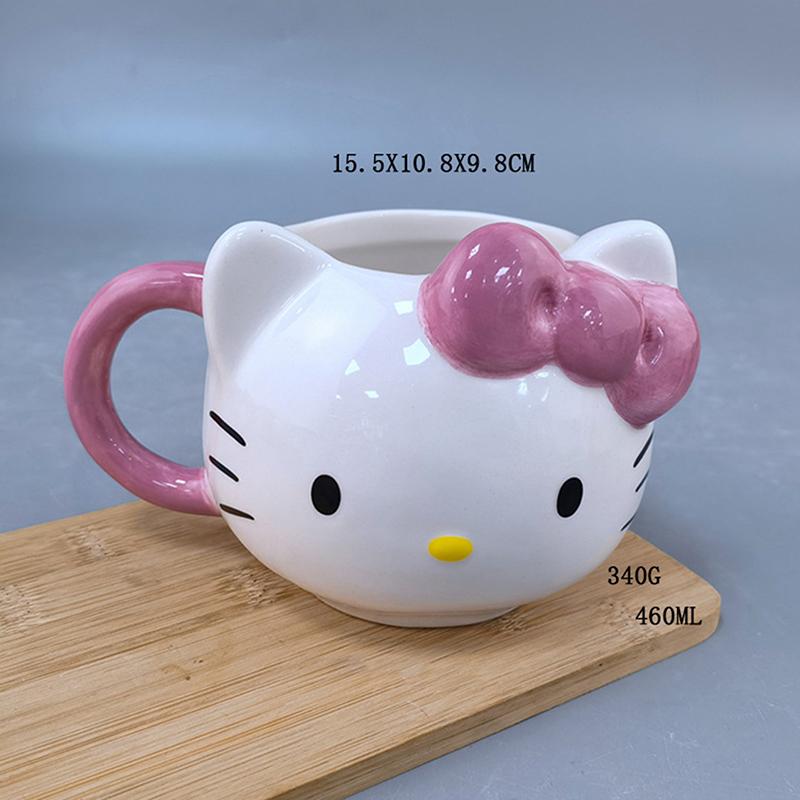 

1Pcs 500Ml Cute Cat Mug Cartoon Bow Milk Cup Children S Hello Kitty Ceramic Water Cup Coffee Cup Exquisite Birthday Gift розовый