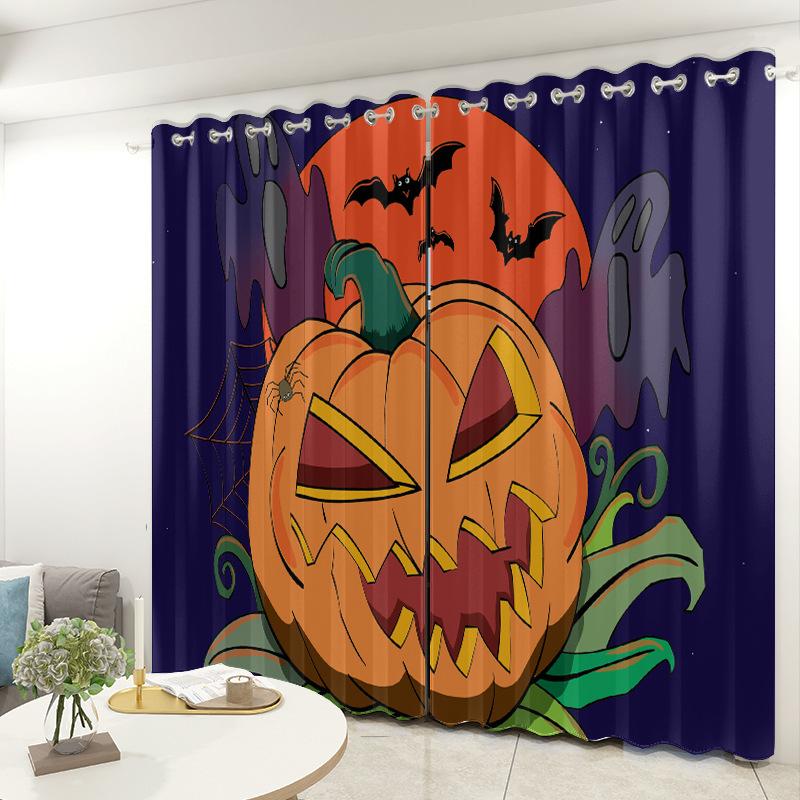 Halloween Curtain Cloth Bedroom Living Room Balcony Blackout Curtain Office Hotel Insulation Curtain