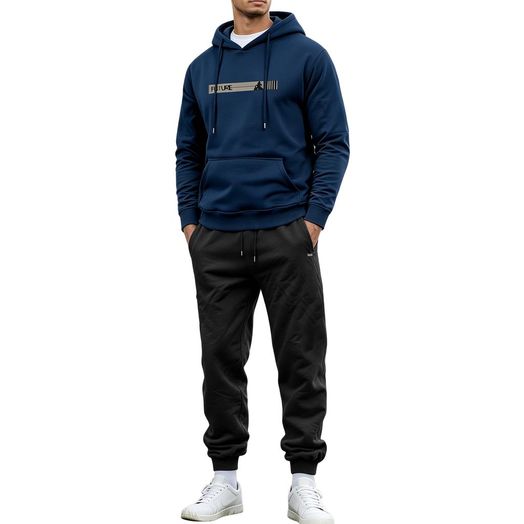 Unisex Printed Hoodie and Drawstring Jogger Set for Casual Everyday Wear