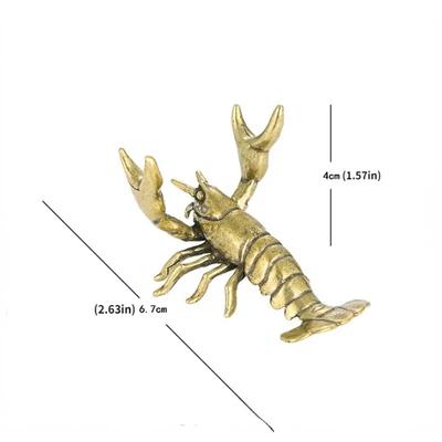 Solid Brass Crayfish Ornament Vintage Animal Pen Holder Desktop Decorations Crafts Collections Lobster Figurines Miniatures Pets