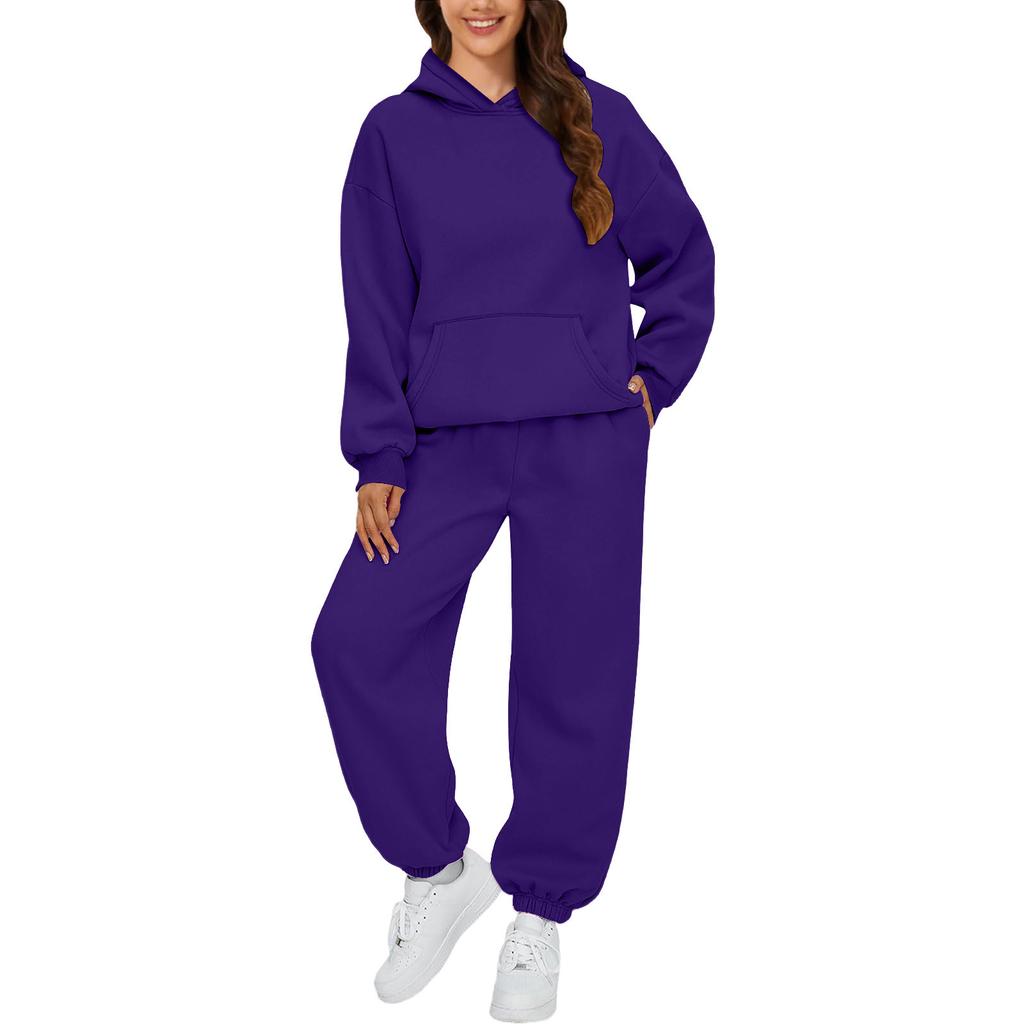 Women's Leisure Suit Long Sleeved Loose Hoodie Sweatshirts and Trouser Autumn Female Fashion Two Piece Set