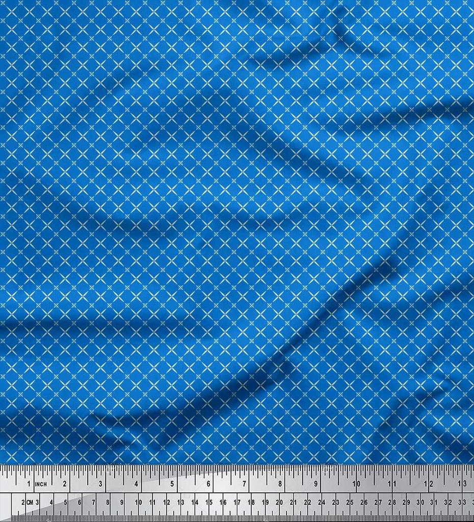 Soimoi Japan Crepe Satin Fabric Geometric Small Print Fabric by Metre 42 Inch