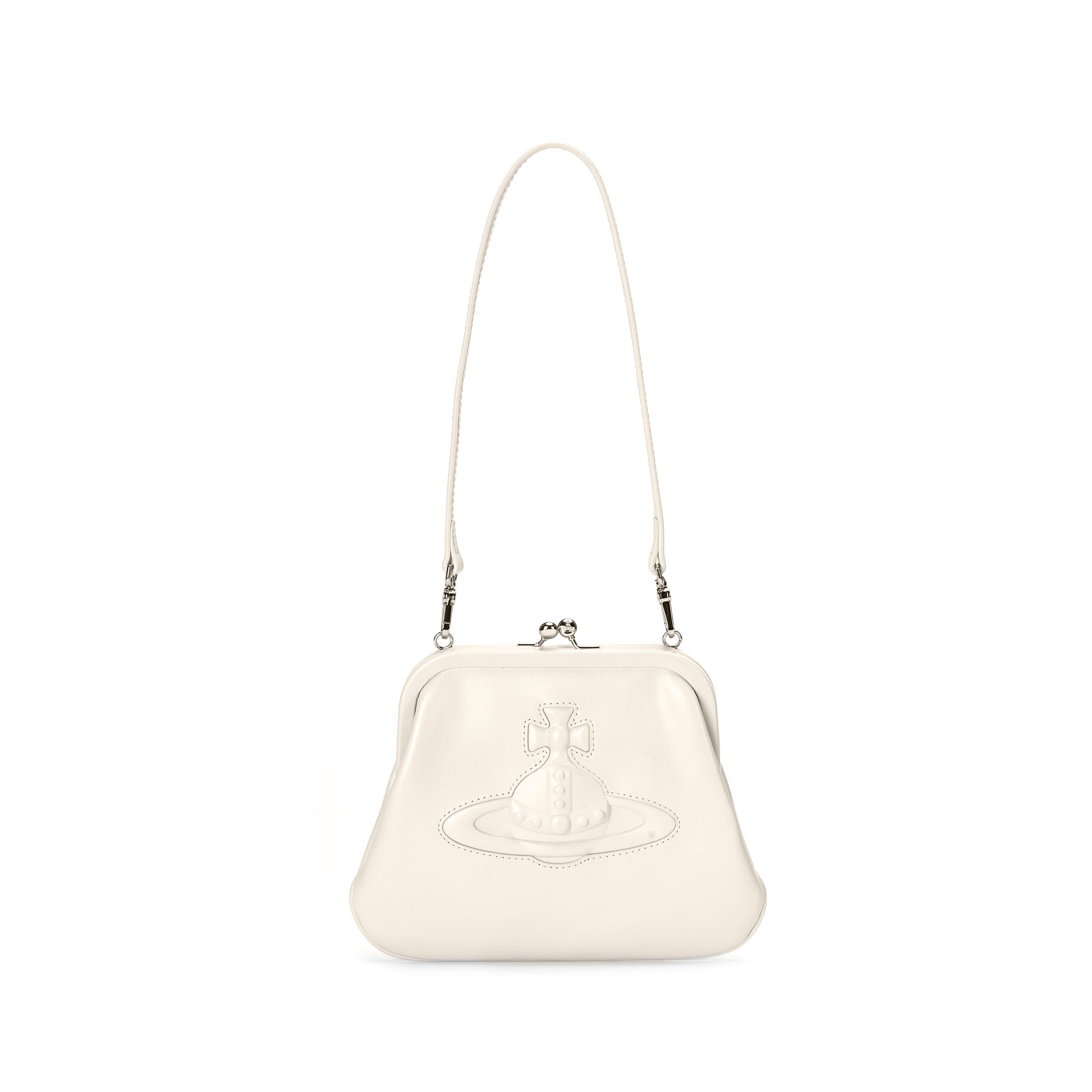 

VIVIENNE WESTWOOD West Queen Relief Logo Leather Underarm Crossbody Shoulder Bag Women Bags Cream 4101005MWL002WA408 Basic Set (Bag+Dust Bag)
