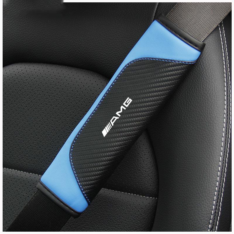 KRTVT1 2PCS Leather Car Seat Belt Cover Safety Belt Shoulder Protection Pads For Mercedes Benz AMG CLA CLS W212 W213 W204 W205 W176 GLA
