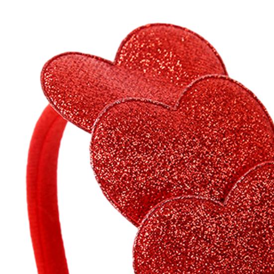 Tiara de Dia dos Namorados Glitter Vermelho Rosa Coração Faixa de Cabelo Brilhante Fofa Acessórios de Cabelo de Orelha para Dia dos Namorados Aniversário Festa de Casamento Fantasia