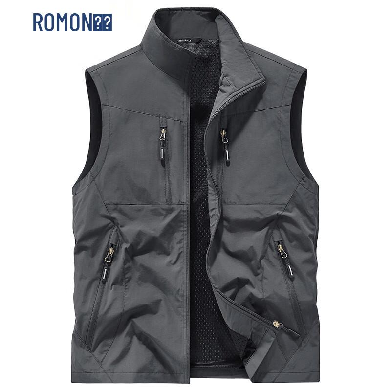 Romon Men s Casual Outdoor Stand-Collar Vest XL
