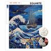 Frameless Pearl Painting DIY Kit Blue Ocean Wave Sailboat Floral Art 3D Sparkling Bead Canvas Relaxing Creative Craft for Art Lovers