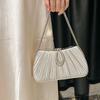 Women's Elegant Satin Evening Bag Pleated Clutch Wedding Purse Chains Party Prom Handbags with Rhinestes for Wedding, Bride