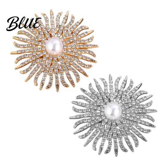 Wear-resistant Brooch Sunflower Pin for Women Rhinestones Inlaid Dress Coat