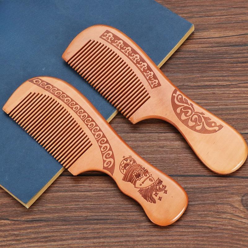 Carved Mahogany Health Massage Anti-static Comb
