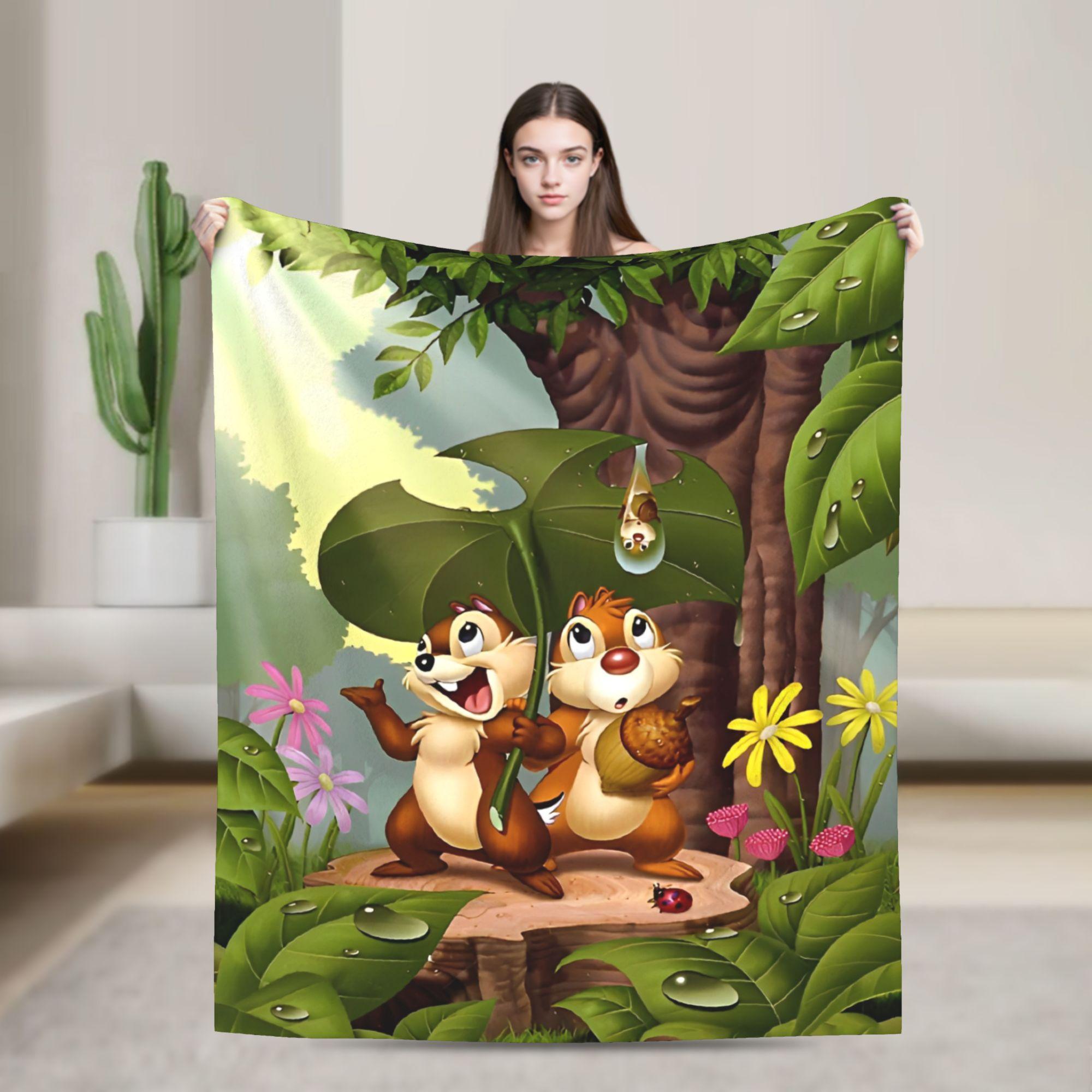 

Chip and Dale Cartoon Flannel Blanket Soft Throw Blanket for Living Room Decorative Graphic Bedspread Sofa Bed Cover 75x90cm