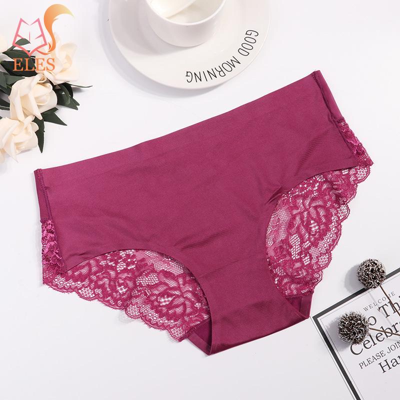 

Женские кружевные трусики Ледяной шелк Брифы Женские изысканные трусики Удобное бесшовное нижнее белье Тонкие и легкие дышащие брифы 2XL вино красного
