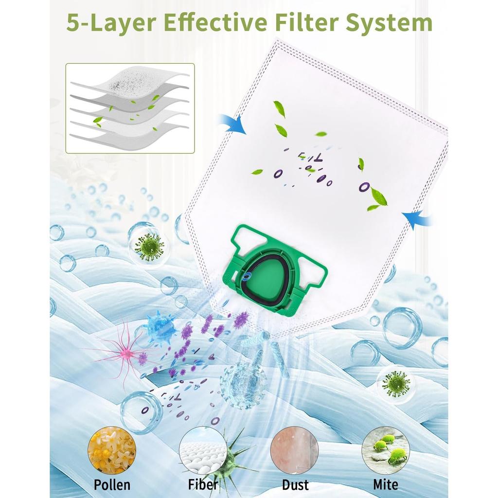 12 Vacuum Bags for Vorwerk Kobold VK200 FP200 Suction Station, Premuim Quality Dust Bag, Bag Accessories Suitable for Vorwerk Kobold VK 200, FP 200