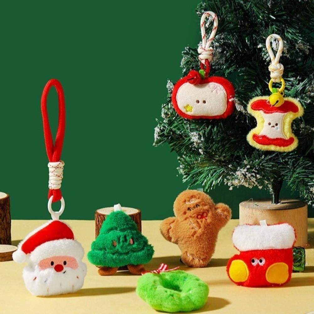 Polyester Christmas Keychain Santa Claus Plush Keyring New Key Pendant  Decoration