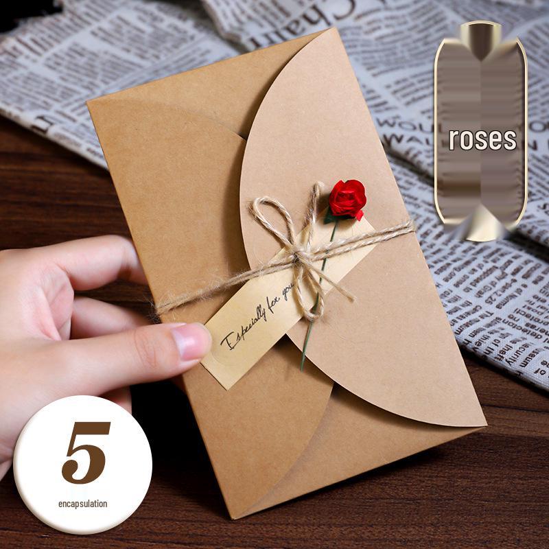 Handcrafted Retro Kraft Dried Flower Greeting Card for Birthdays & Father's Day