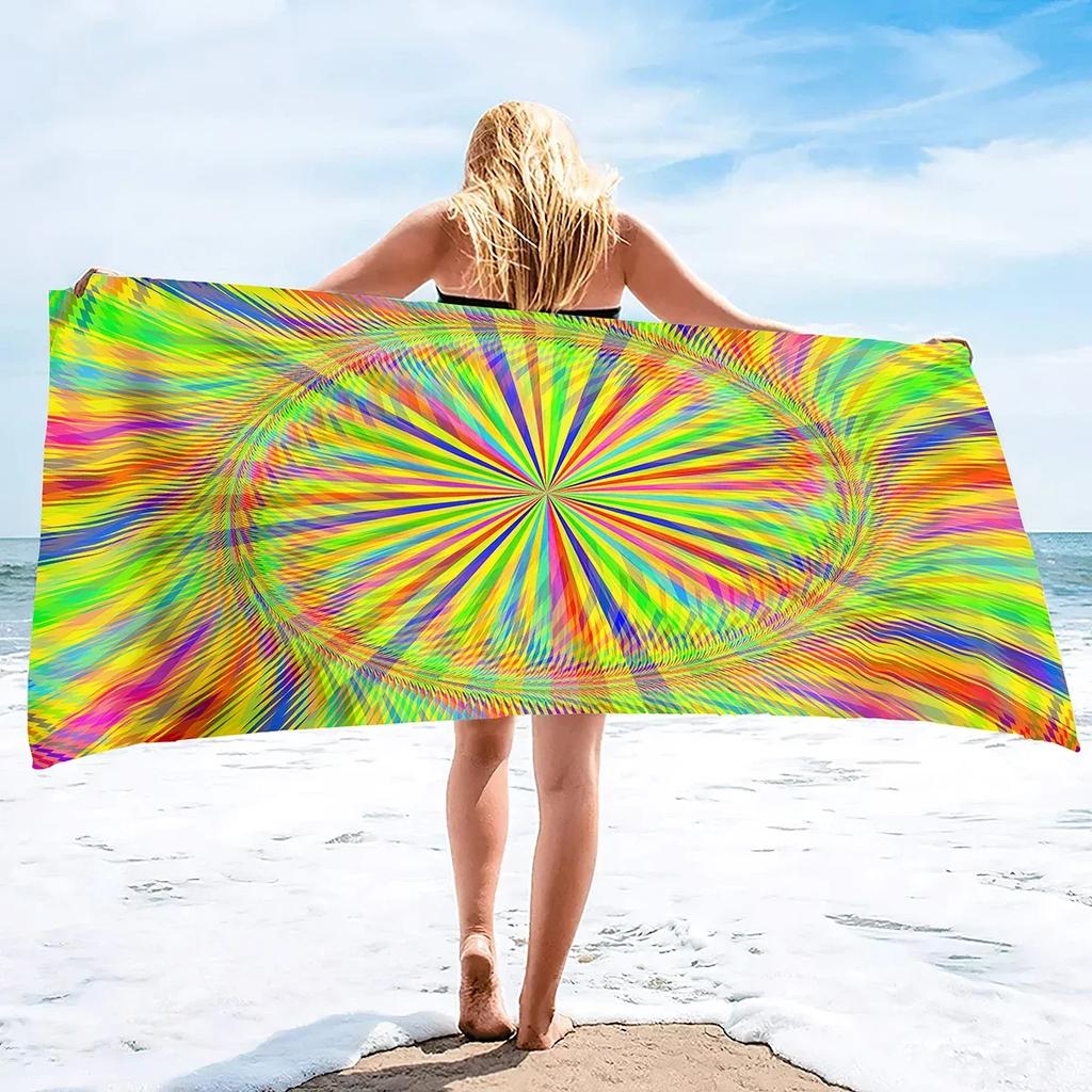 Oversize Ręcznik Plażowy Pluszowy Grubość Duży Ręcznik Basenowy, Pasiasty Szybkoschnący Ręcznik Pływacki Miękki Chłonny Bez Piasku Ręczniki Kąpielowe