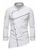 Men's European Style Long Sleeve Solid Color Stand Collar Dress Shirt, Plus Size.