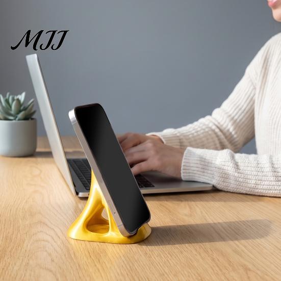 Minimalist Leaf Design Phone Stand 3D Printed Holder, Desktop Cell for Office and Unique Gift Plant Lovers Home, Realistic Bionic Mount, Lightweight