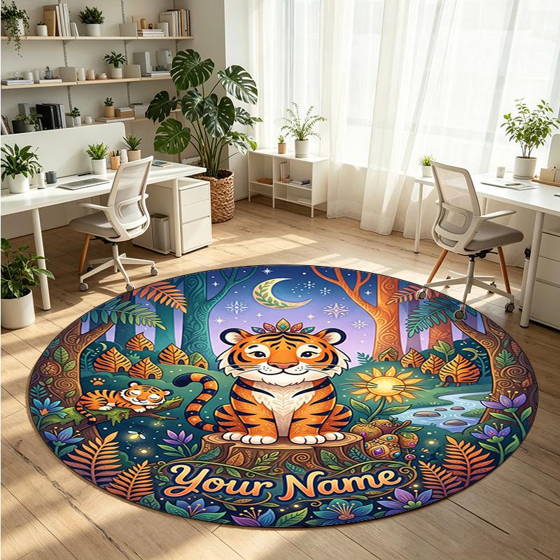 Animales salvajes (46) Alfombra de Terciopelo Redonda con Cristales Personalizada con Nombre y Texto Felpudo Personalizado Decoración del Hogar Alfombra de Cristal Antideslizante