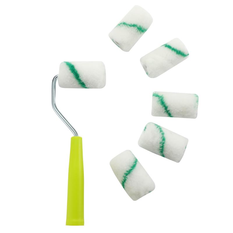 §8Pcs 2Inch Smooth Finish Paint Roller Tray Lint-Free Mini Paint Roller Painting Walls High-Density Fabric Paint Rollers Set