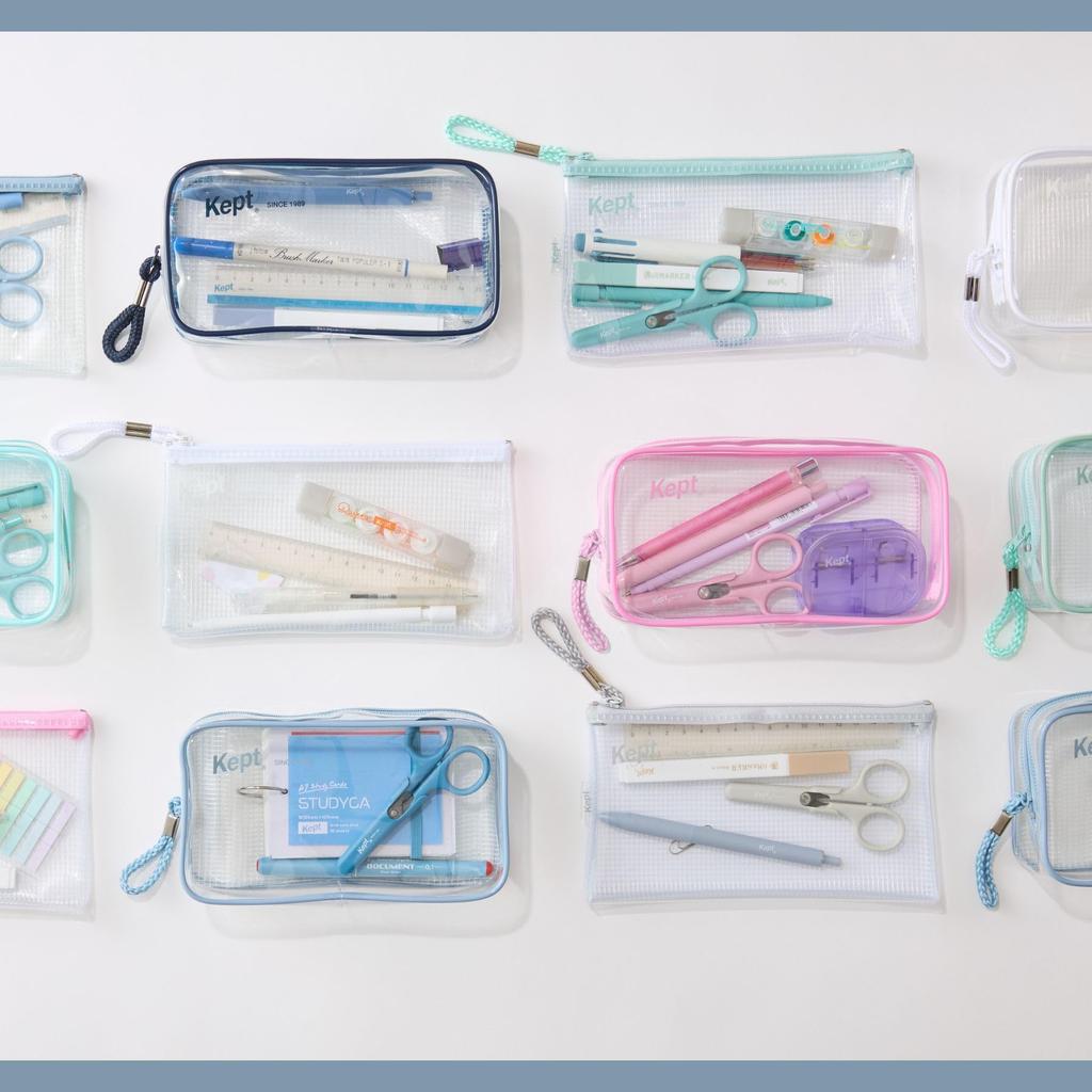 Raymay Fujii Kept Clear Pen Large Clear KPF9026A Pouch, Capacity, Blue-Gray,