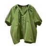 Women's Trendy V-Neck Raglan Sleeve Pullover - Stylish, Loose & Age-Reducing Doll Shirt