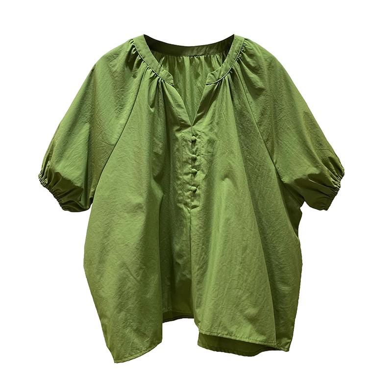 Women's Trendy V-Neck Raglan Sleeve Pullover - Stylish, Loose & Age-Reducing Doll Shirt